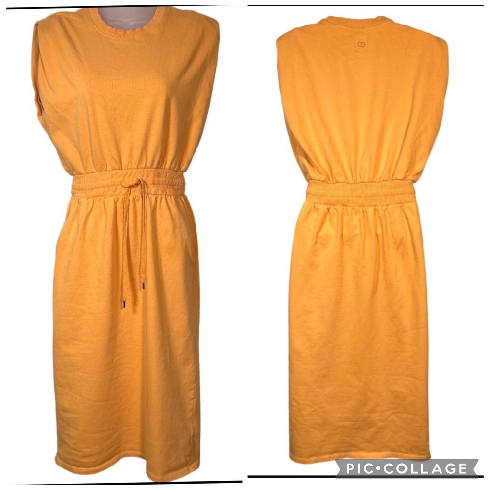 CALIA by Carrie Underwood Sleeveless Orange T Shirt Dress Drawstring Waist XS